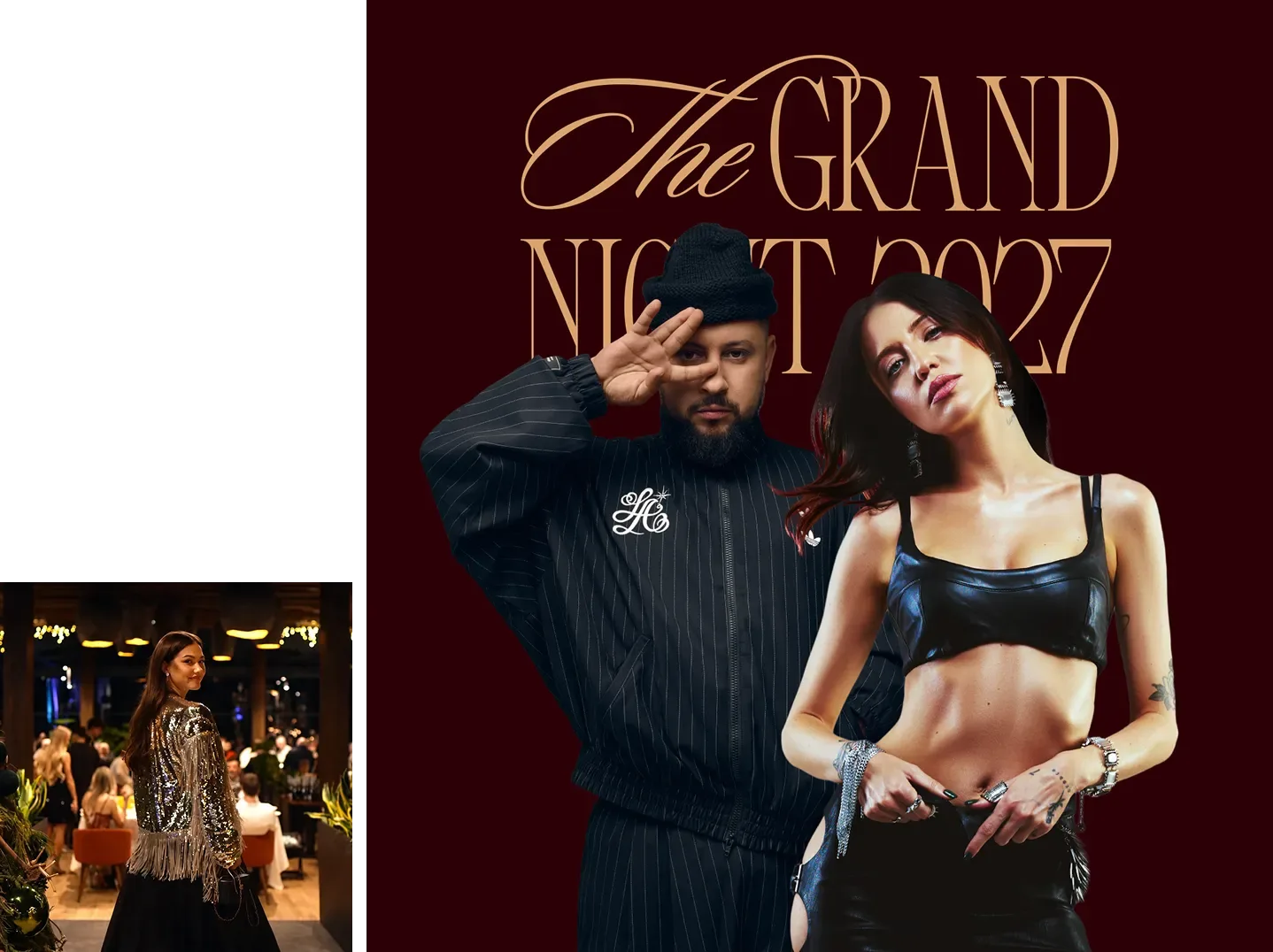 The Grand Night 2027: DOROFEEVA та MONATIK · Новорічна ніч: святкова вечеря, The Grand Show, два хедлайнери й After Party — Ресторани Grand Terrace і Bosco, Apartel Event Hall, Apartel Skhidnytsya, Східниця