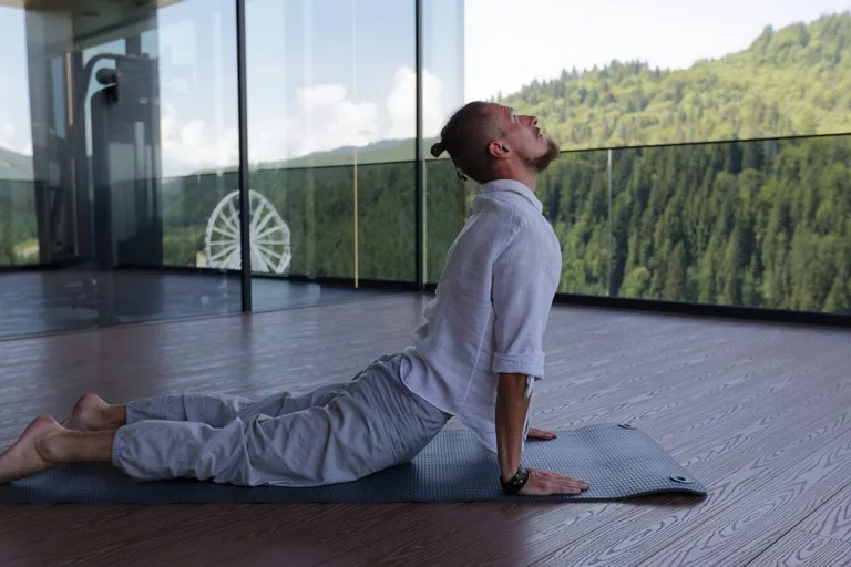 Yoga on the panoramic terrace at Glacier Fitness & Wellness Club · Hatha yoga, breathing practice and meditation on the 11th floor with Carpathian views — Glacier Fitness & Wellness Club, 11th floor, Glacier Premium Apartments, Bukovel
